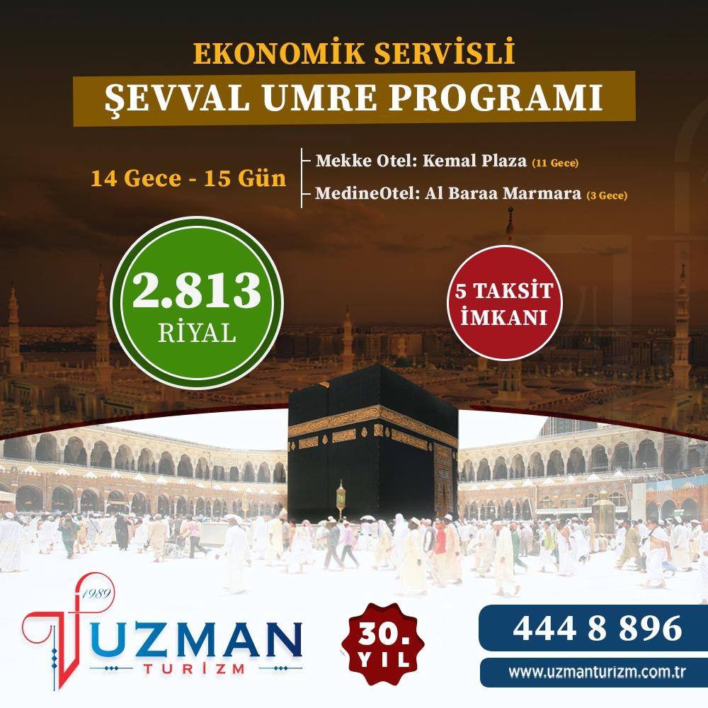 750 $ BAŞLAYAN ŞEVVAL AYI UMRE PROGRAMLARI