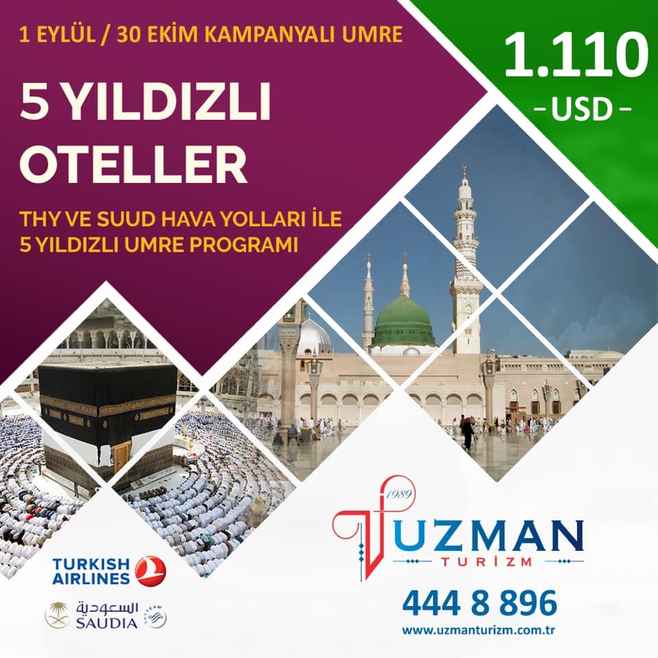 2019 EYLÜL - EKİM 5 YILDIZLI UMRE PROGRAMLARI
